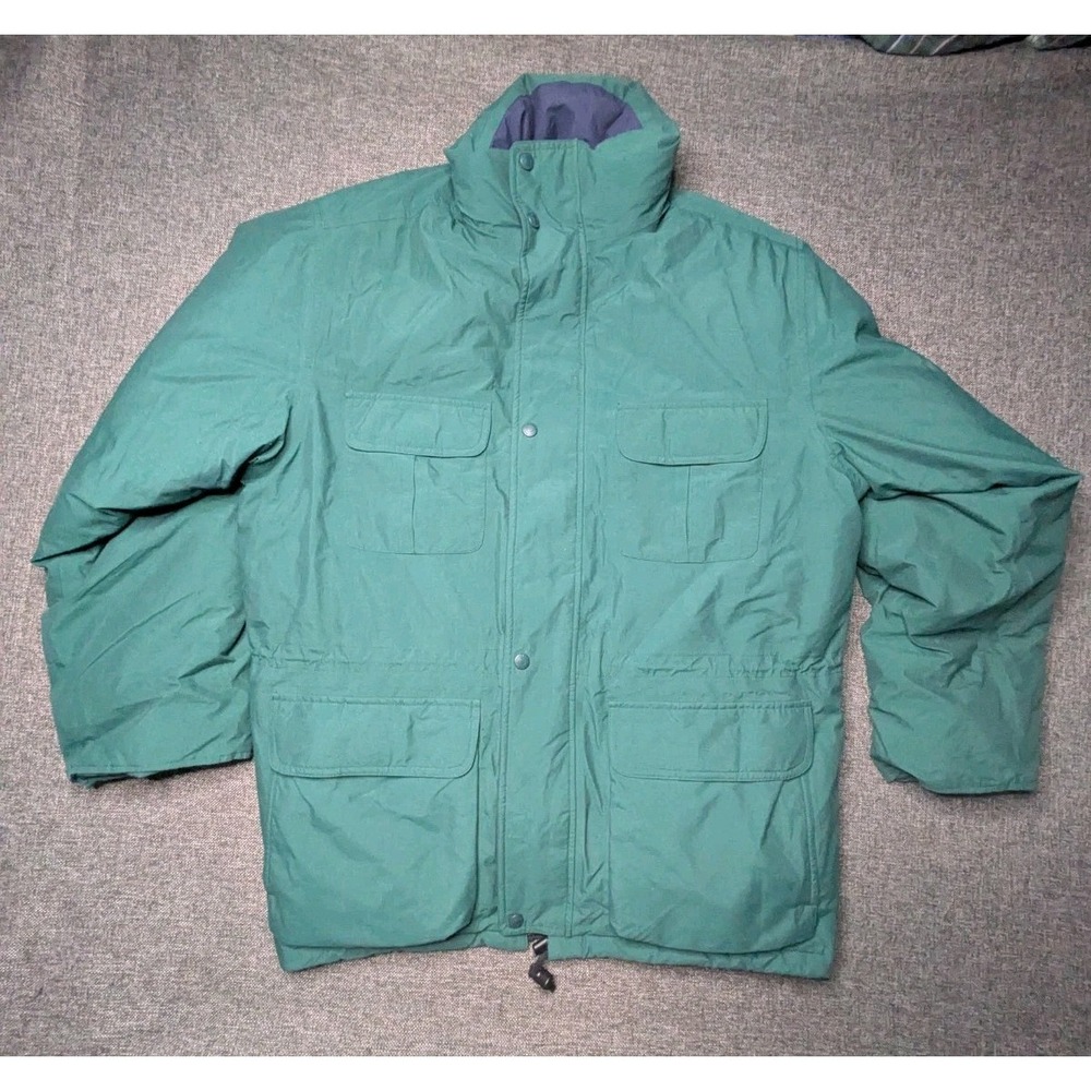 Vintage Eddie Bauer Ridge Line Gore Tex Goose Down Jacket Green Zip Coat Size L
